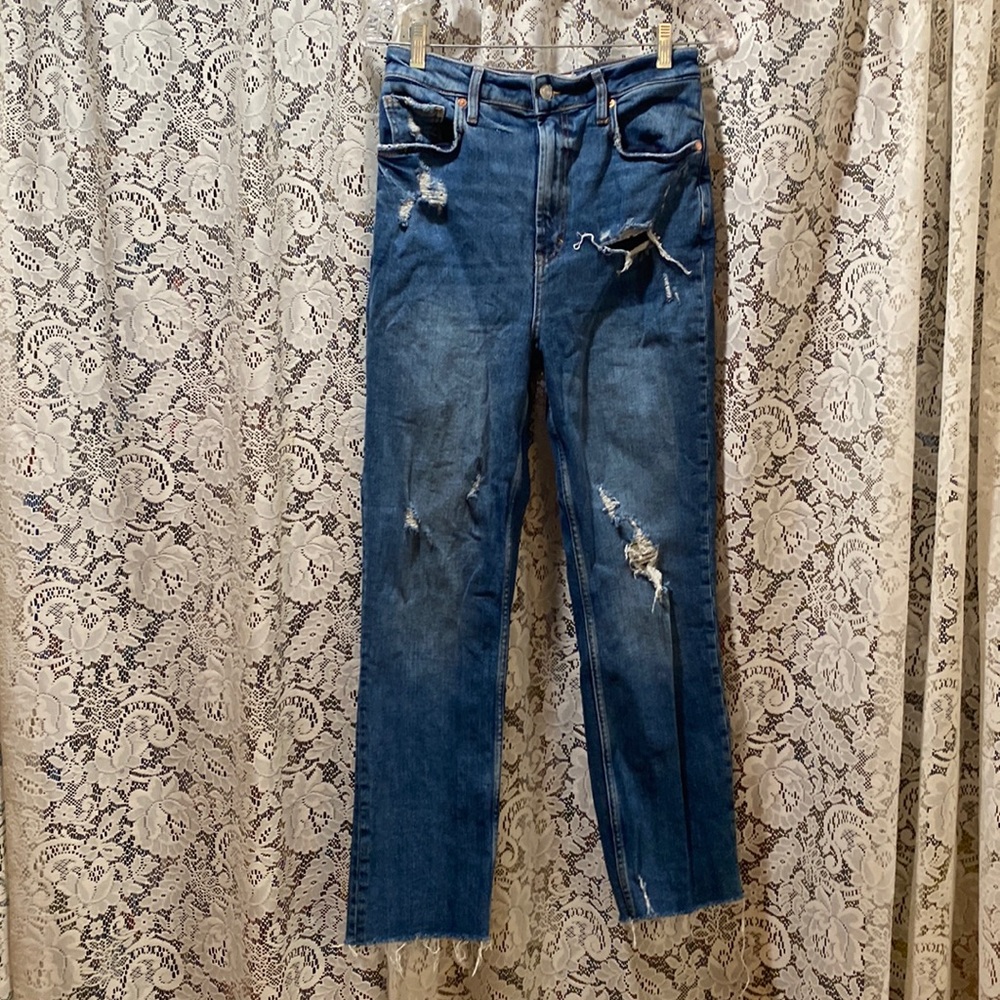 Free People High Waisted Distressed Cropped Jeans Size 29